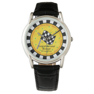 Congratulations Name Personalize Checkered Flag Watch