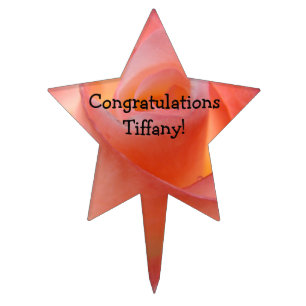 Congratulations Name! Pink Rose Star Shape pick