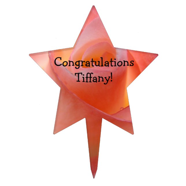 Congratulations Name! Pink Rose Star Shape pick (Front)