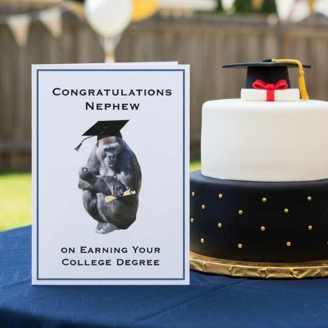Congratulations Nephew Degree Funny Gorilla Card (Creator Uploaded)