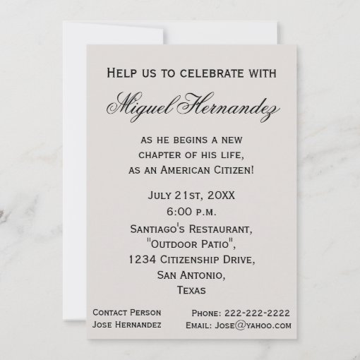 Congratulations New American Citizen!Celebration Invitation Zazzle