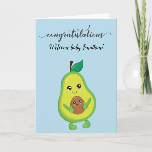 Congratulations New Baby Birth Shower Avocado Card (Front)