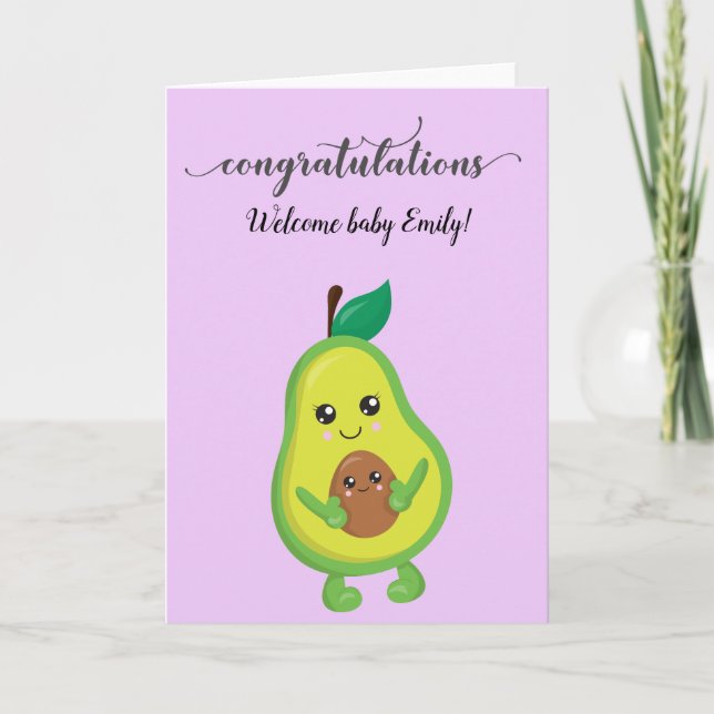 Congratulations New Baby Birth Shower Avocado Card (Front)