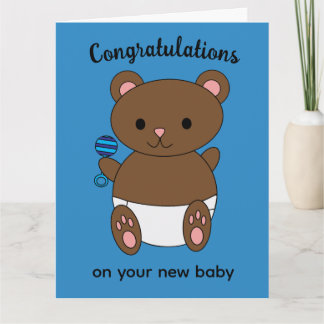 Congratulations New Baby Boy Bear Personalize Card