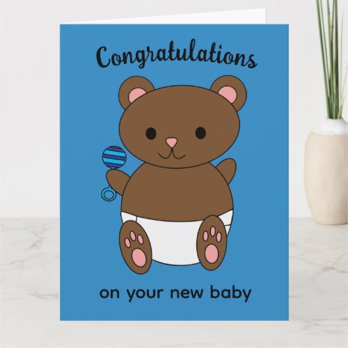 Congratulations New Baby Boy Bear Personalize Card