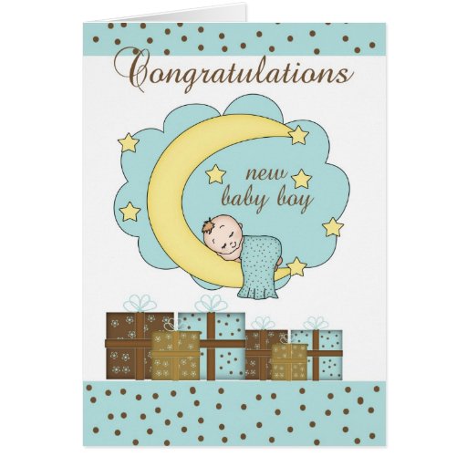 Congratulations New Baby Boy Card With Sleeping Ba | Zazzle