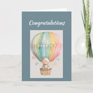 Congratulations New Baby Boy Cute Teddy Bear  Card