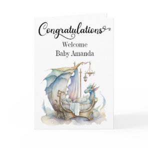 Congratulations New baby Fantasy Dragon Crib Card