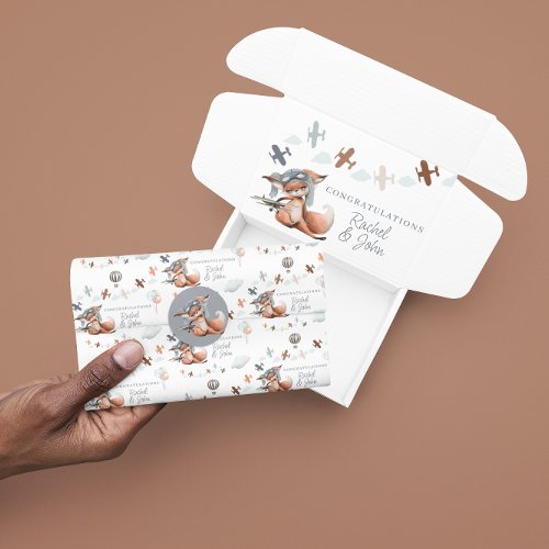 Congratulations New Baby Fox Pilot Tissue Paper