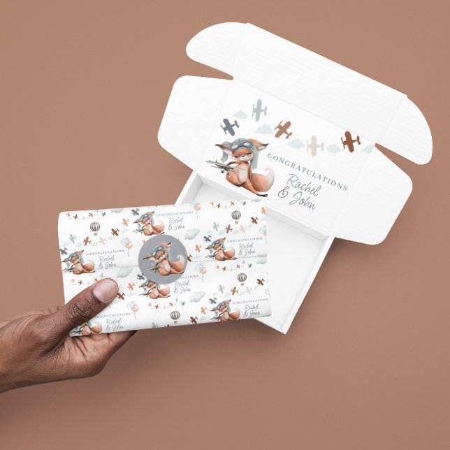 Congratulations New Baby Fox Pilot Tissue Paper (Congratulate the new parents with this cute fox pilot tissue paper! Matching collection available!)