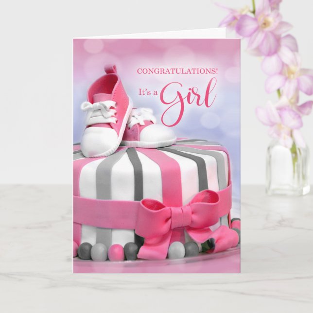 Congratulations New Baby Girl in Pink and Purple Card (Orchid)