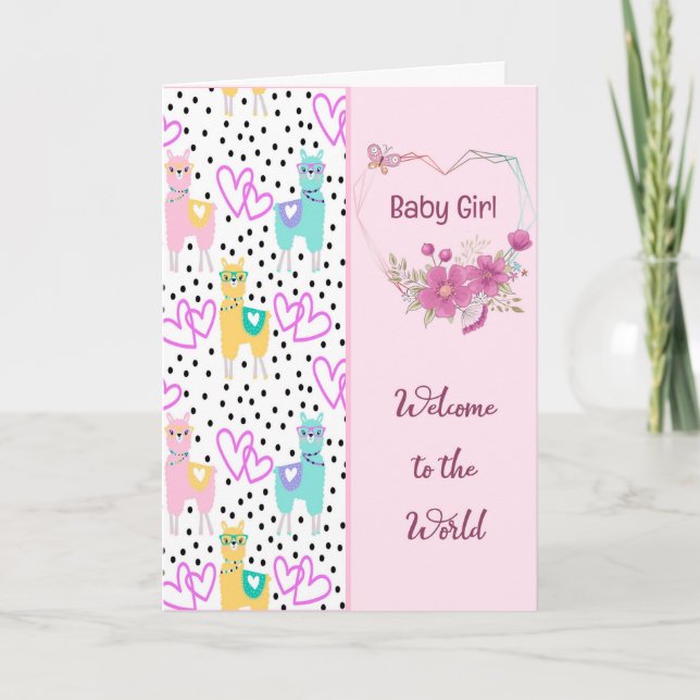 Congratulations New Baby Girl Lamas Card (Front)