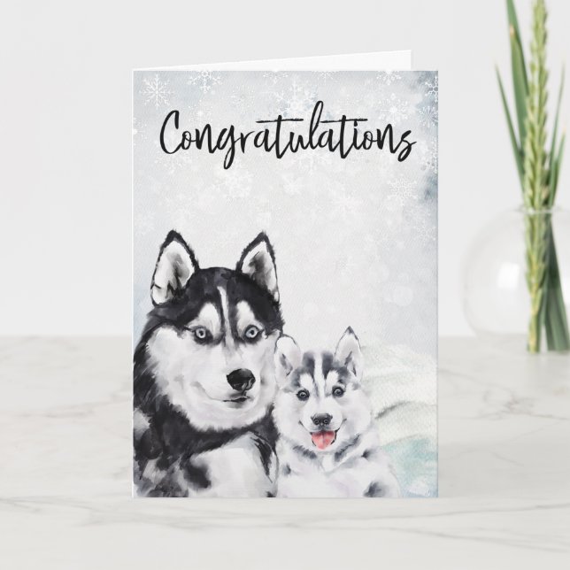 Congratulations New Baby Mama Husky Dog  Card (Front)