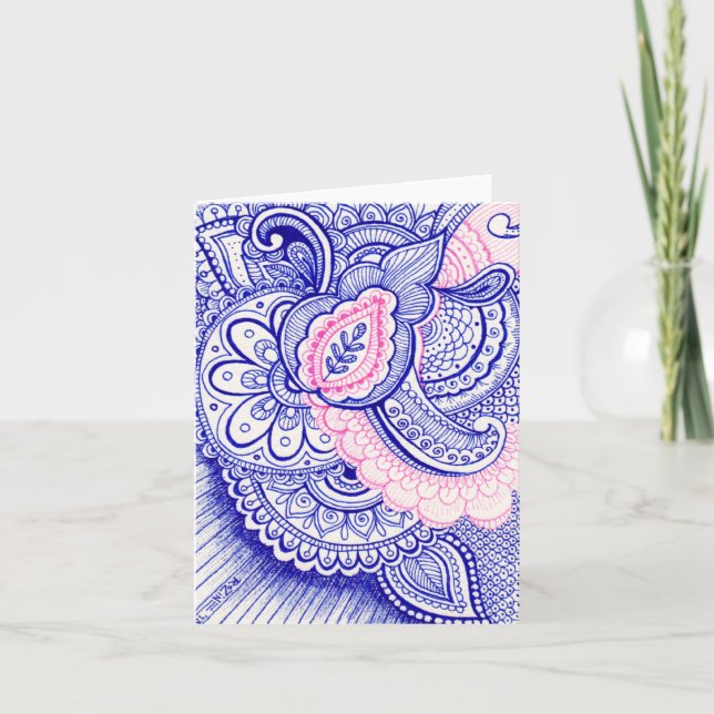 Congratulations New Baby Mom Damask Indian Mandala Card (Front)