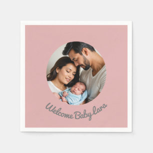 Congratulations new baby shower pink, welcome girl napkins