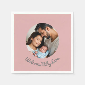 Congratulations new baby shower pink, welcome girl napkins