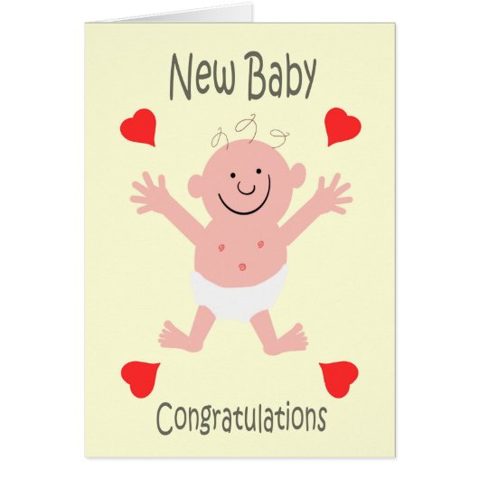 Congratulations New Baby Smiling Cartoon Caricatu (Front)