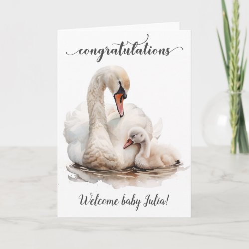 Congratulations New Baby Swan Mother Card