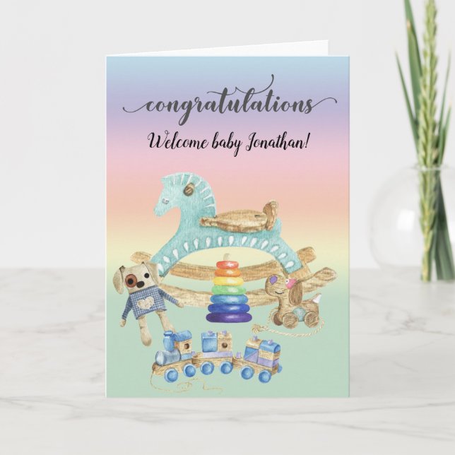 Congratulations New Baby Toys Shower Personalized Card (Front)
