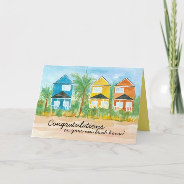 Congratulations New Beach House Real Estate  Holiday Card (Front)
