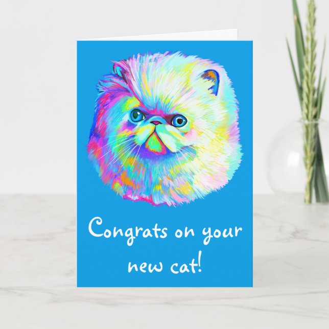 Congratulations New Cat in Colors Card (Front)