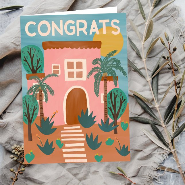 Congratulations New Home Adobe House Cactus Custom Card (Congratulations New Home Adobe House Cactus Custom Card Home Sweet Home
)