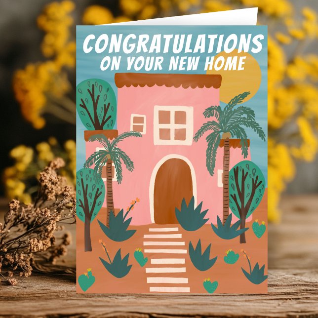 Congratulations New Home Adobe House Cactus Custom Card (Congratulations New Home Adobe House Cactus Arizona New Mexico Custom Card
)