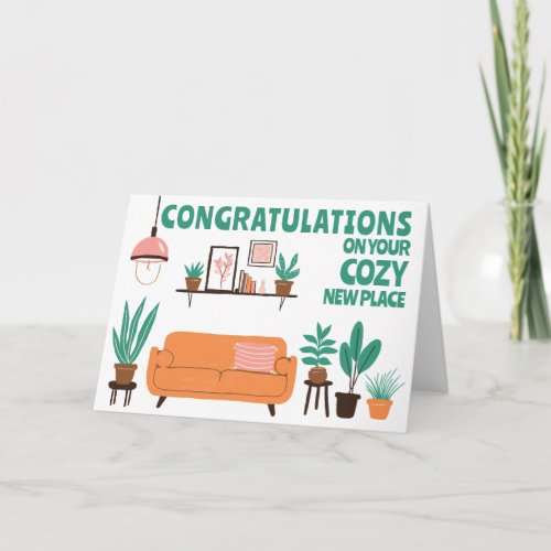 Congratulations New Home Cozy Cute Living Room Card