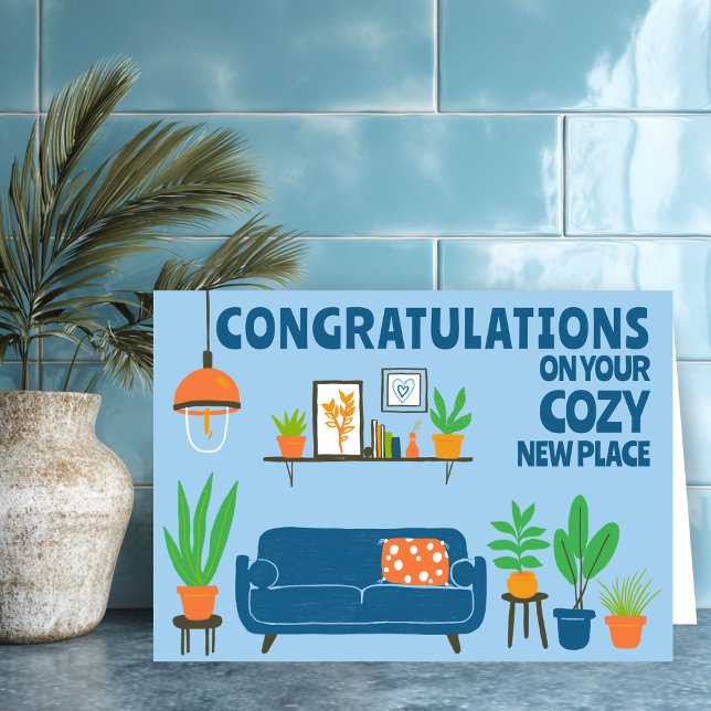 Congratulations New Home Cozy Cute Living Room Card (Congratulations New Home Cozy Cute Living Room Hand Drawn Card
)