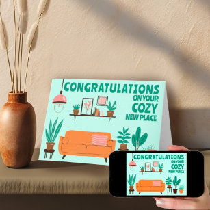 Congratulations New Home Cozy Cute Living Room Card
