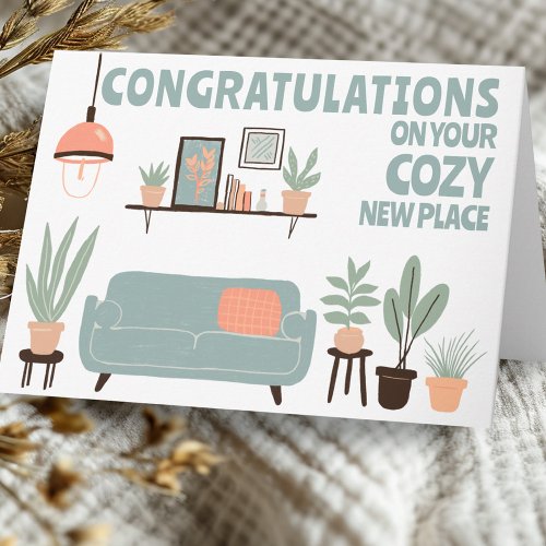 Congratulations New Home Cozy Cute Living Room Card