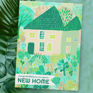 Congratulations New Home Garden Watercolor Cute Card