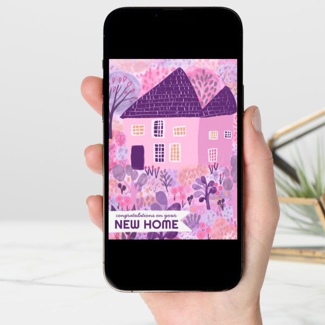 Congratulations New Home Garden Watercolor Cute Card (Front Digital)