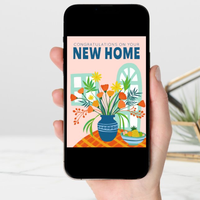 CONGRATULATIONS NEW HOME MOVING Flower Vase Card (Front Digital)