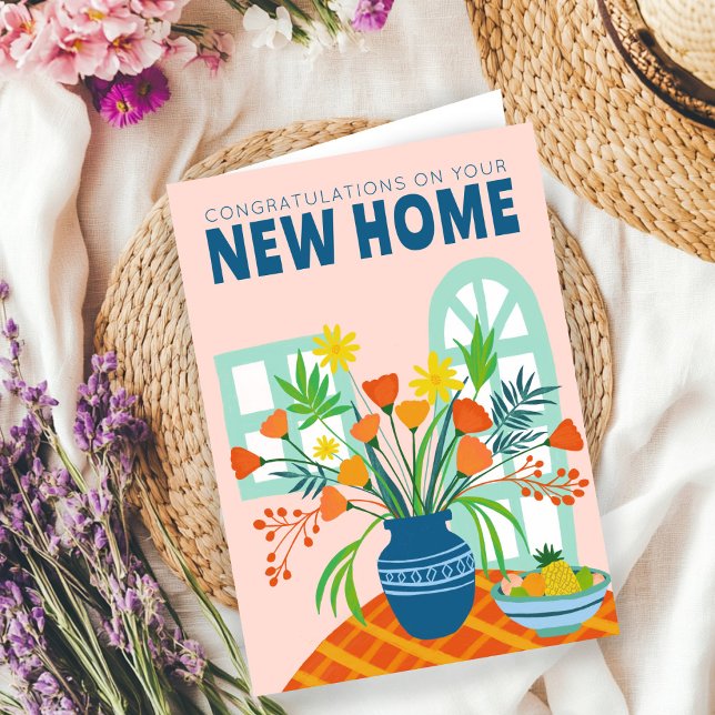 CONGRATULATIONS NEW HOME MOVING Flower Vase Card (CONGRATULATIONS on your NEW HOME MOVING new address  Flower Vase Card
)