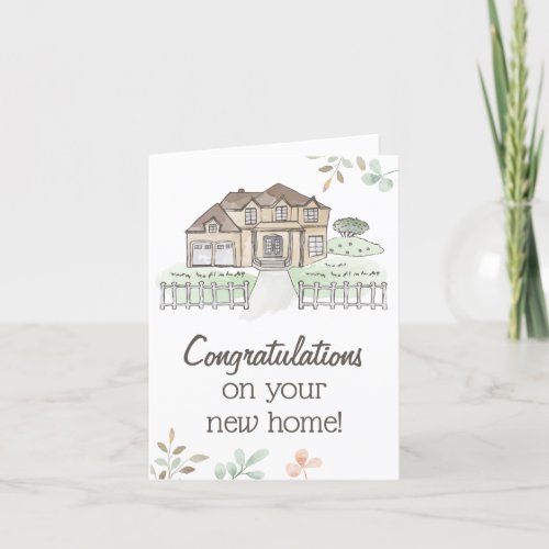 Congratulations New Home Watercolour Greeting Card