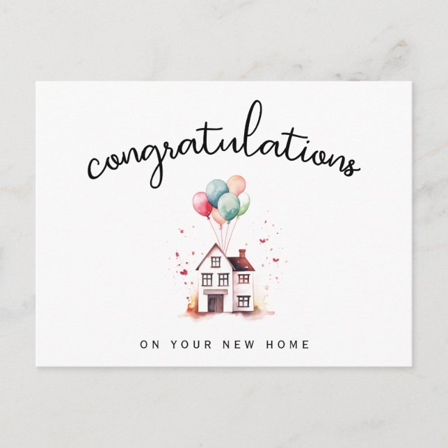 Congratulations New Homeowner Balloon Real Estate Postcard (Front)