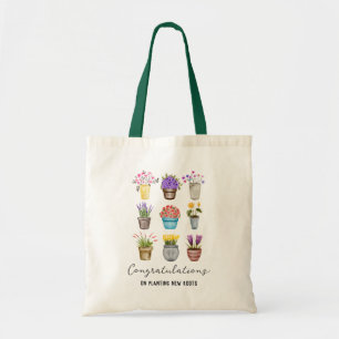Congratulations New Homeowner Potted Botanical  Tote Bag