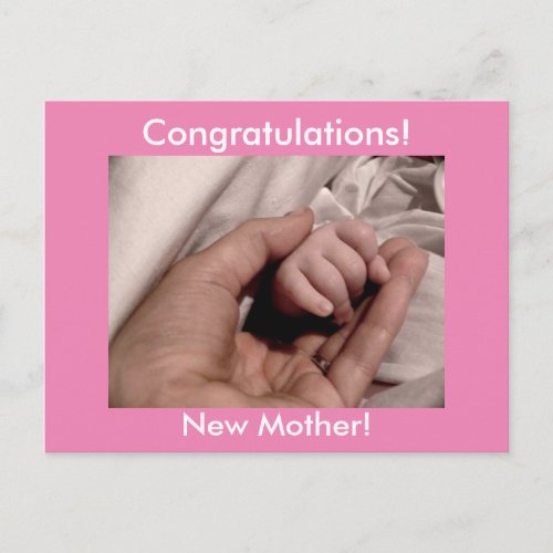 Congratulations New Mother  Pink Baby Girl Postcard