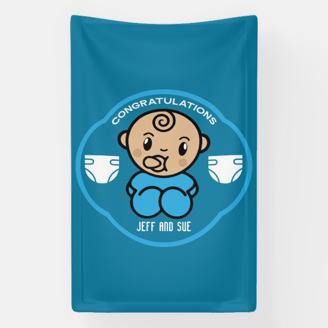 Congratulations New Parents Baby Boy Banner (Vertical)