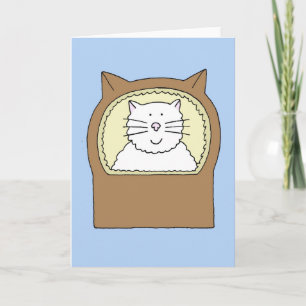 Congratulations New Pet Cat Cartoon Cat in Basket Card