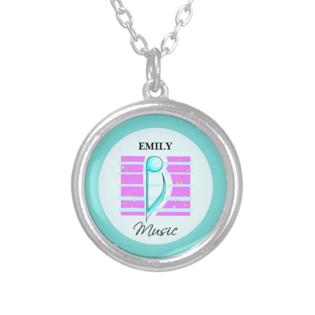 Congratulations Note, Musical Performance Silver Plated Necklace (Front)