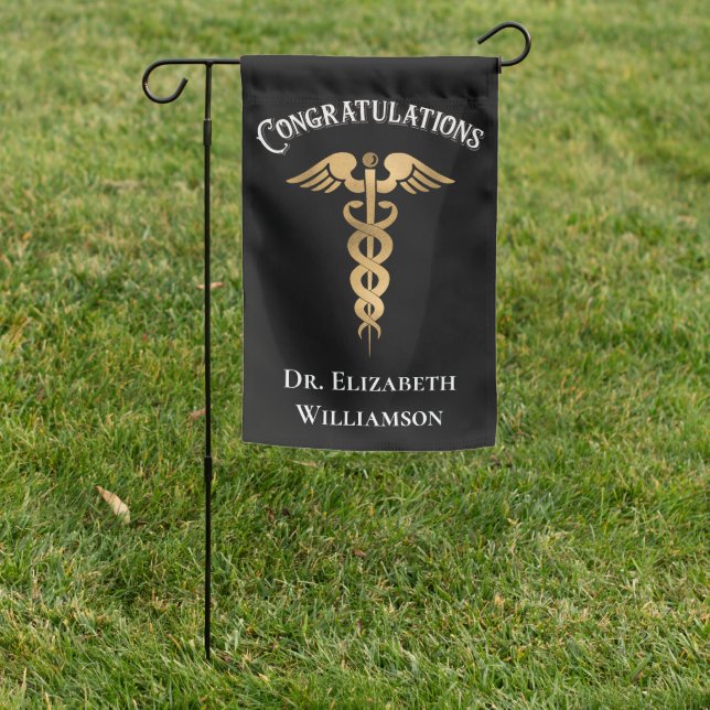 Congratulations Nurse Doctor Physician Caduceus Garden Flag (In SItu)