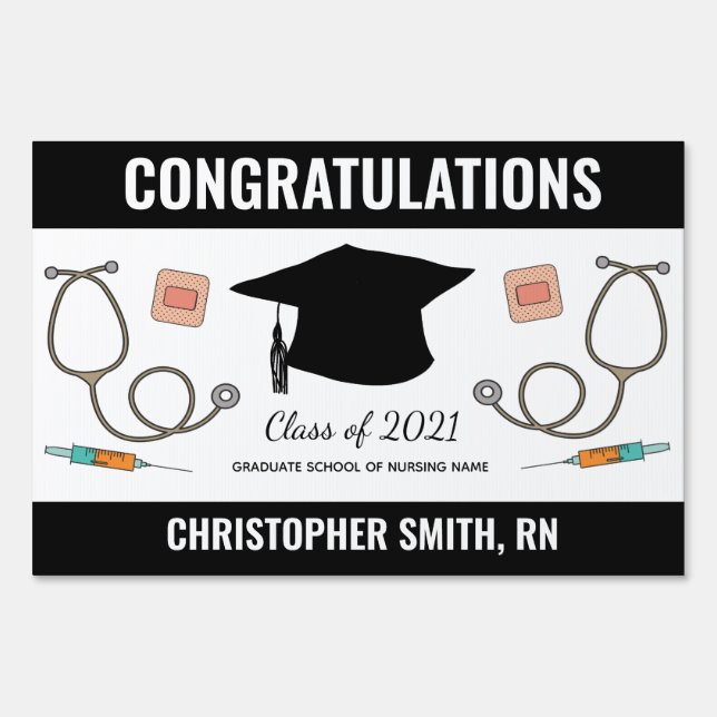 Congratulations Nurse Graduate Class of 2021 Sign (Front)