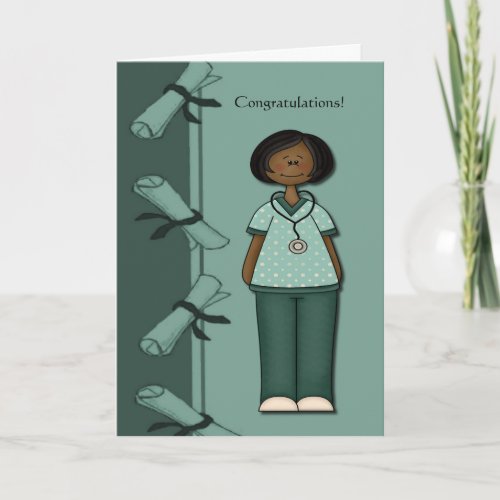 Congratulations Nurse Graduate Green Custom Card