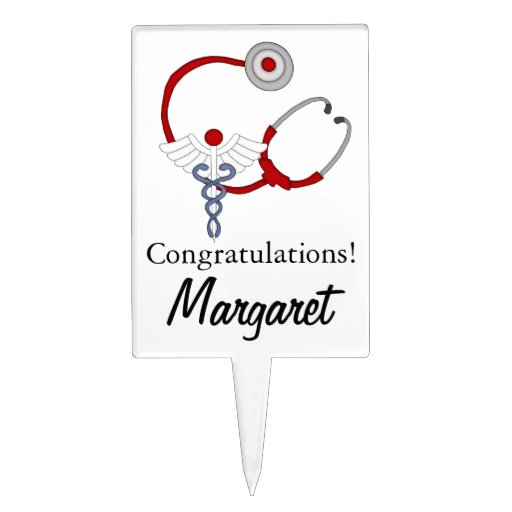 Congratulations!-Nurse Graduate+Name Cake Picks | Zazzle