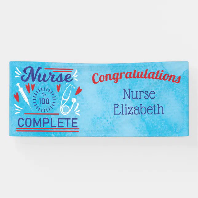 Congratulations Nurse Graduation Blue Modern Funny Banner 