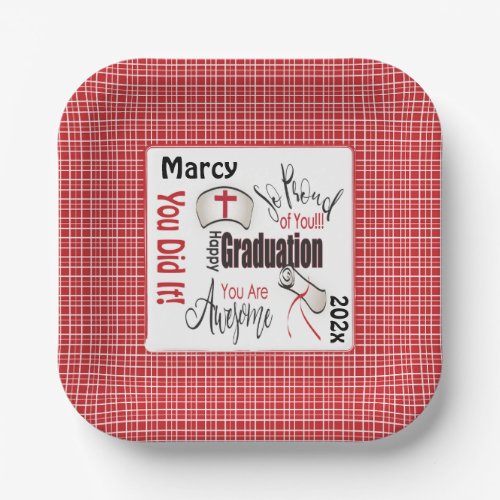 Congratulations Nurse Personalized Graduation  Paper Plates
