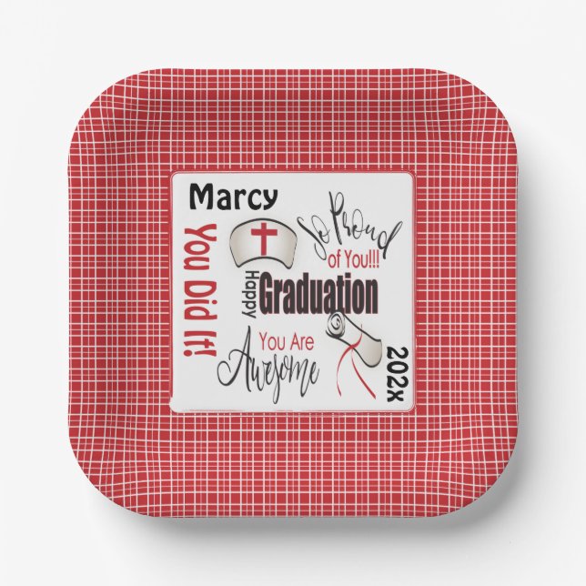Congratulations Nurse Personalized Graduation  Paper Plates (Front)