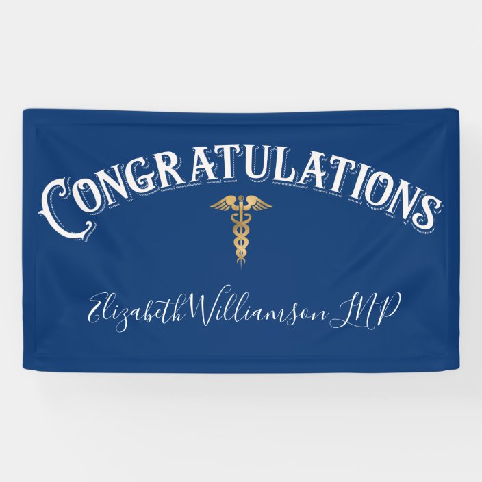 Congratulations Nurse Practioner Medical Blue Banner | Zazzle.com